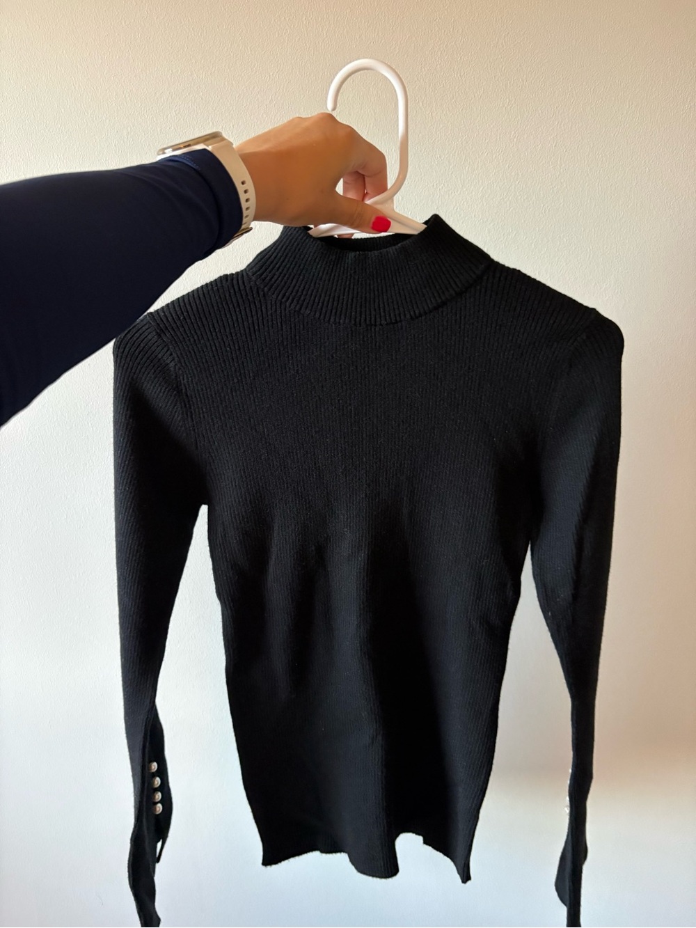 Ann Taylor Black Mock Neck Ribbed Sweater